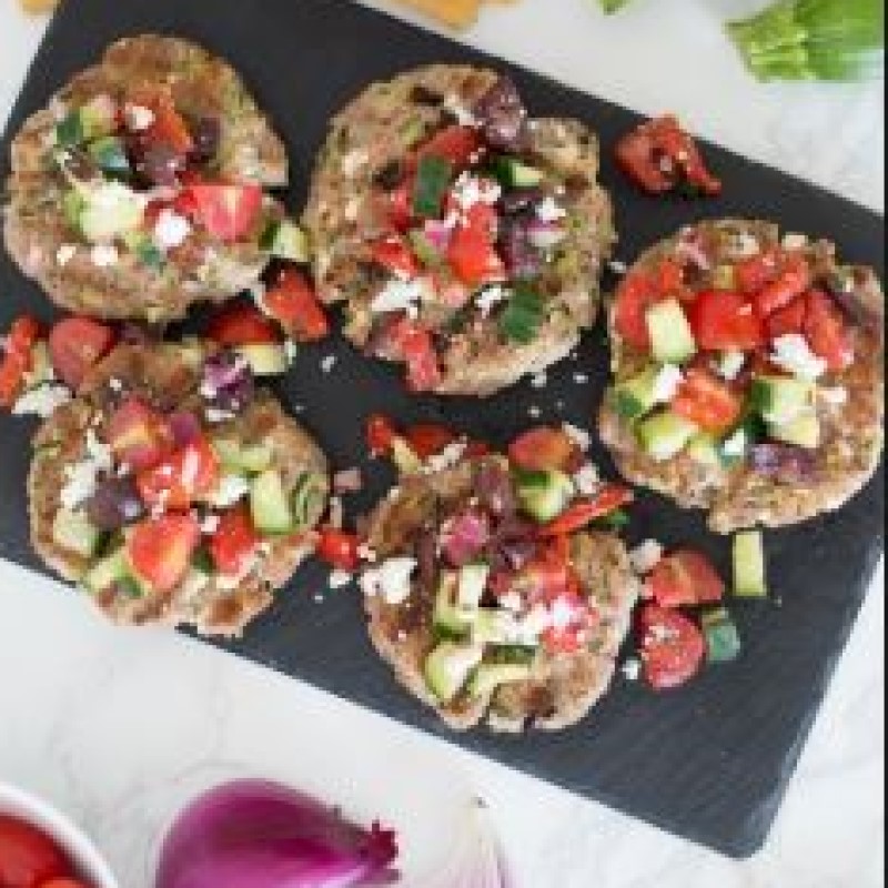 Traditional Greek Beef Burger stuffed with Feta Cheese Villafresh